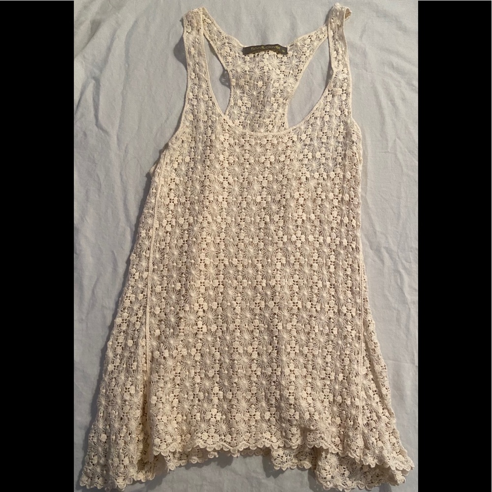Cream/Beige Finn and Clover Lace Tank Top (Size M)